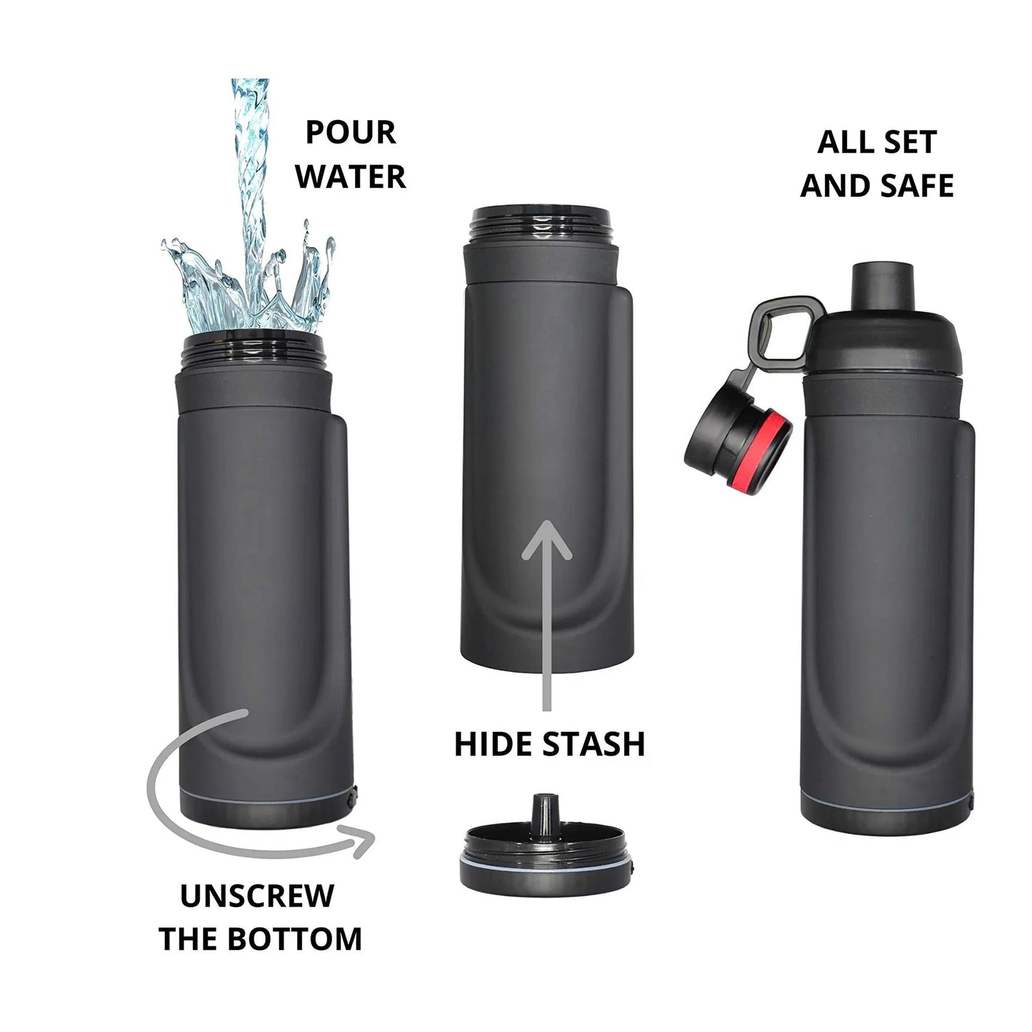 Botella Discreta con Soporte para Accesorios